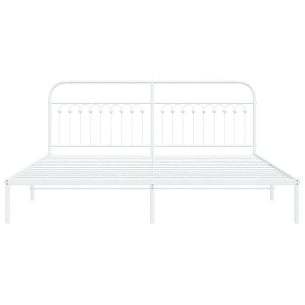 vidaXL Sengeramme i metall med sengegavl hvit 200x200 cm