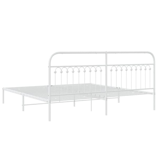 vidaXL Sengeramme i metall med sengegavl hvit 200x200 cm