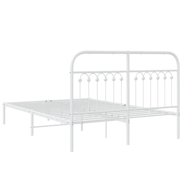 vidaXL Sengeramme i metall med hodegavl hvit 140x190 cm