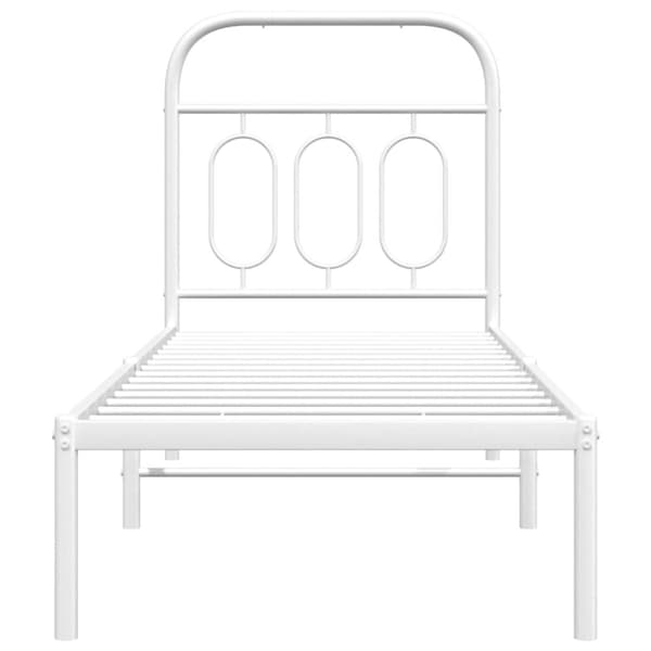 vidaXL Sängram med huvudgavel metall vit 75x190 cm
