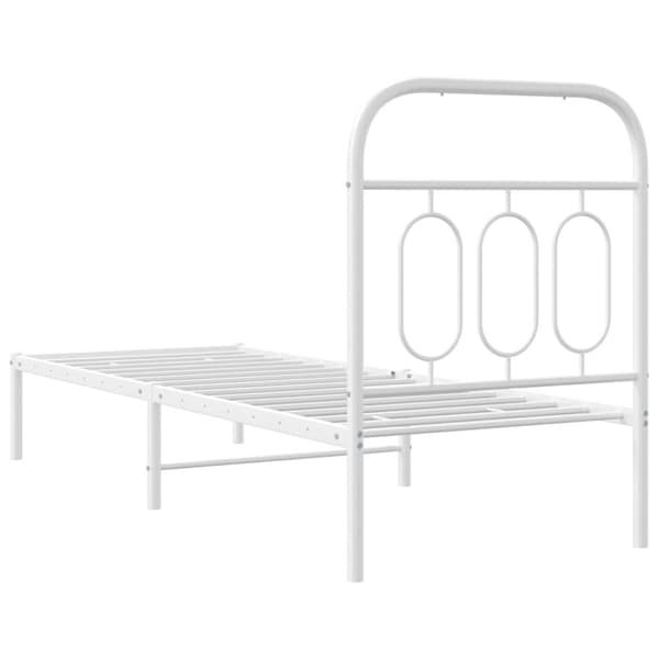 vidaXL Sängram med huvudgavel metall vit 75x190 cm