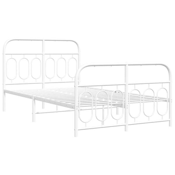 vidaXL sengeramme med sengegavl og fodgærde 120x200 cm metal hvid