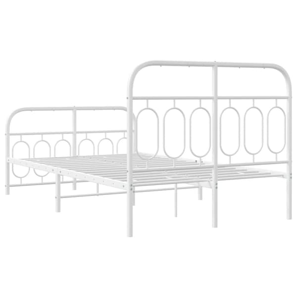 vidaXL sengeramme med sengegavl og fodgærde 120x200 cm metal hvid
