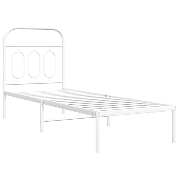 vidaXL sengeramme med sengegavl 75x190 cm metal hvid