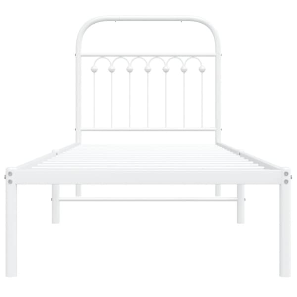vidaXL sengeramme med sengegavl 80x200 cm metal hvid