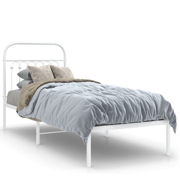 vidaXL sengeramme med sengegavl 80x200 cm metal hvid