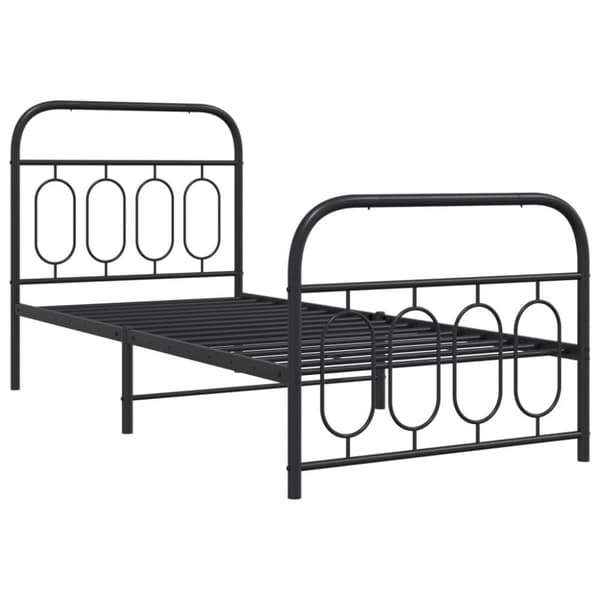 vidaXL Sengeramme i metall med hode- og fotgavl svart 90x200 cm