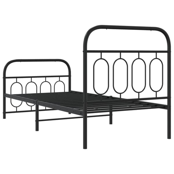 vidaXL Sengeramme i metall med hode- og fotgavl svart 90x200 cm