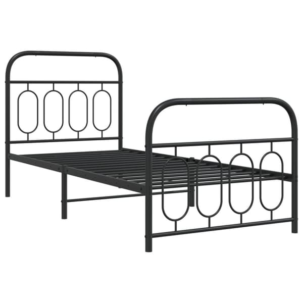 vidaXL Sengeramme i metall med hode- og fotgavl svart 90x200 cm