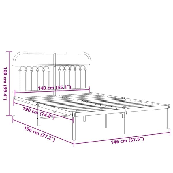 vidaXL sengeramme med sengegavl 140x190 cm metal sort