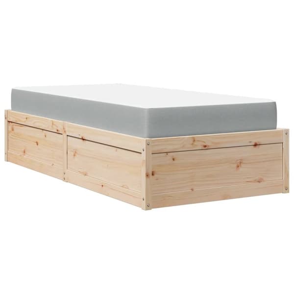 vidaXL seng med madras 90x200 cm massivt fyrretræ