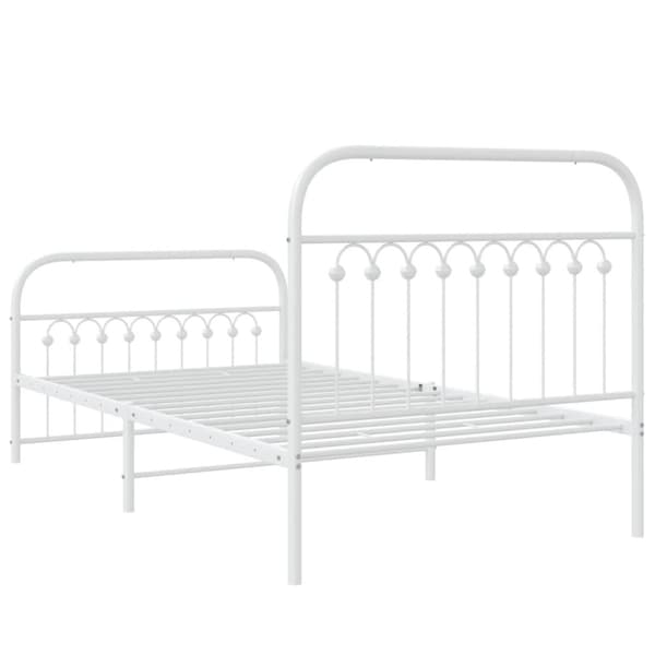 vidaXL Sengeramme i metall med hode- og fotgavl hvit 100x190 cm