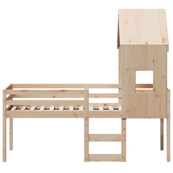 vidaXL Hög säng med tak 90x200 cm massiv furu