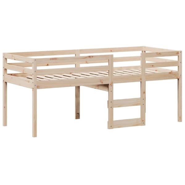 vidaXL Hög säng med tak 90x200 cm massiv furu
