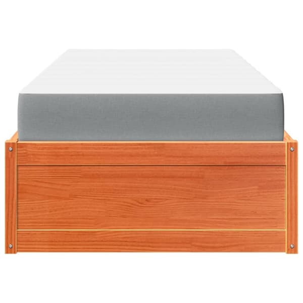 vidaXL Seng med madrass voksbrun 90x190 cm heltre furu