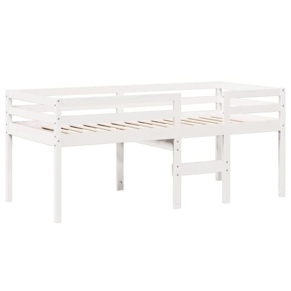 vidaXL højseng med tag 90x200 cm massivt fyrretræ hvid