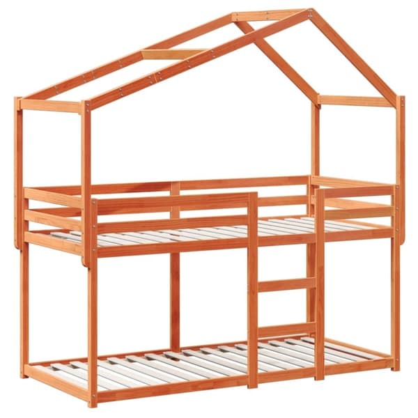 vidaXL Køyeseng med tak voksbrun 75x190 cm heltre furu