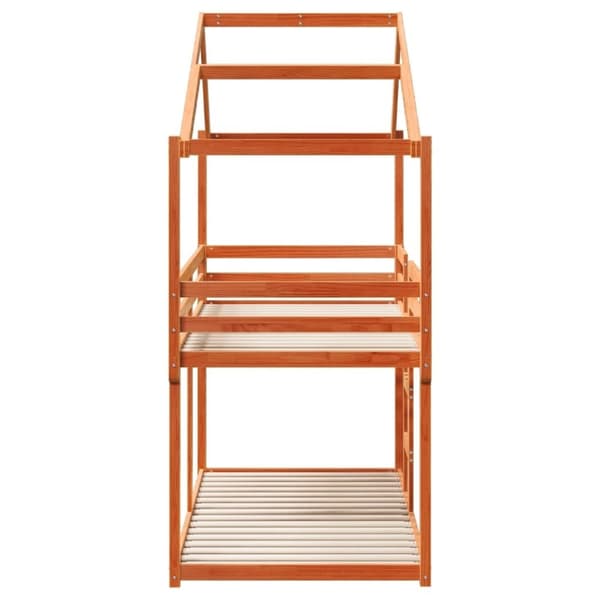 vidaXL Køyeseng med tak voksbrun 75x190 cm heltre furu