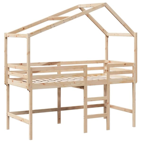 vidaXL Køyeseng med stige og tak 90x200 cm heltre furu