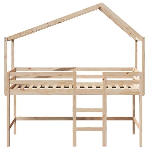 vidaXL Køyeseng med stige og tak 90x200 cm heltre furu