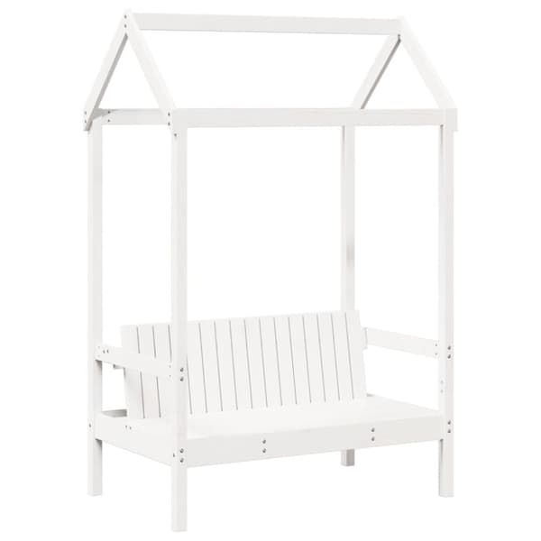 vidaXL Sett med seng og benk med tak hvit 90x200 cm heltre furu
