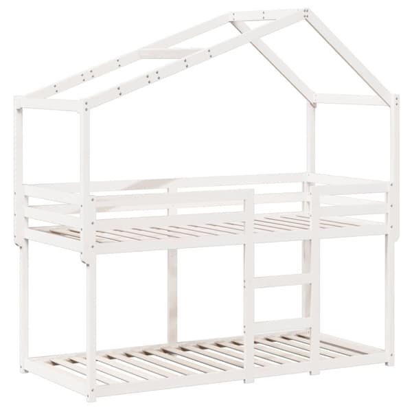 vidaXL Køyeseng med tak hvit 90x190 cm heltre furu