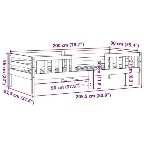 vidaXL sengeramme 90x200 cm massivt fyrretræ hvid