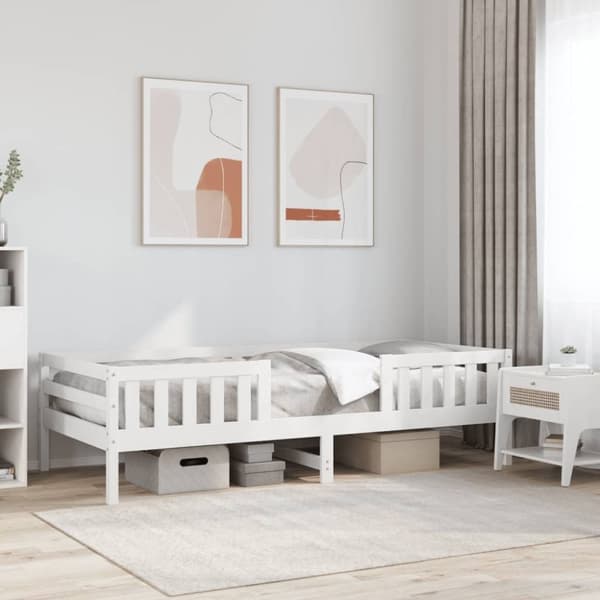 vidaXL sengeramme 90x200 cm massivt fyrretræ hvid