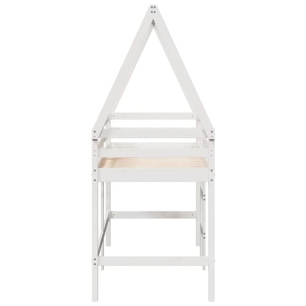 vidaXL Køyeseng med stige og tak hvit 90x190 cm heltre furu
