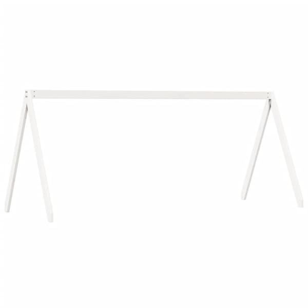 vidaXL højseng med stige og tag 90x190 cm massivt fyrretræ hvid