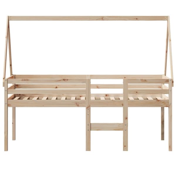 vidaXL højseng med tag 90x190 cm massivt fyrretræ gyldenbrun