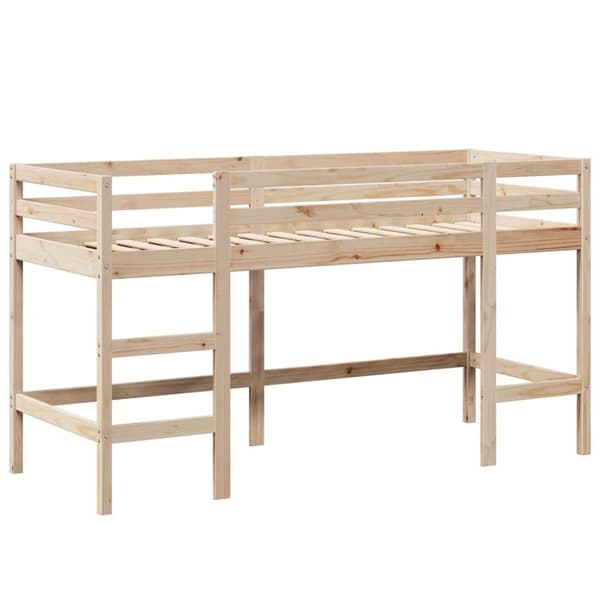 vidaXL Parvisänky tikkailla ja katoksella 90x190 cm täysi mänty