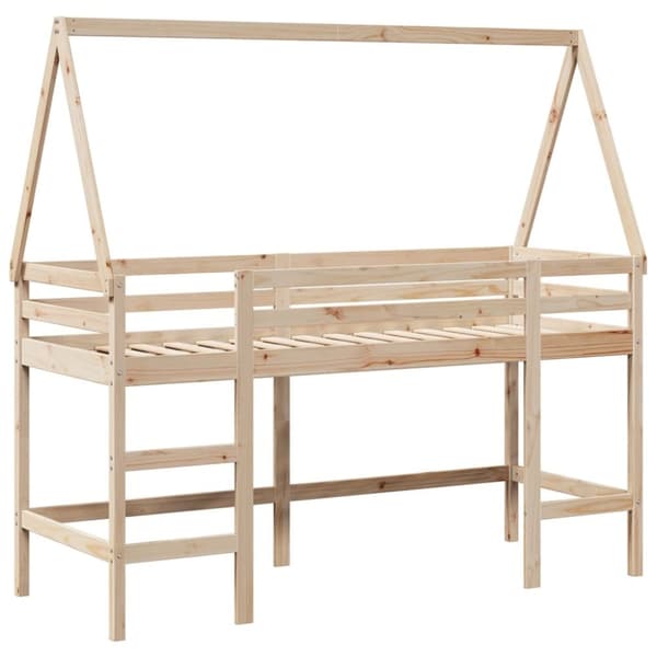 vidaXL Parvisänky tikkailla ja katoksella 90x190 cm täysi mänty