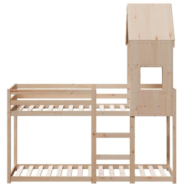 vidaXL Våningssäng med tak 90x190 cm massiv furu