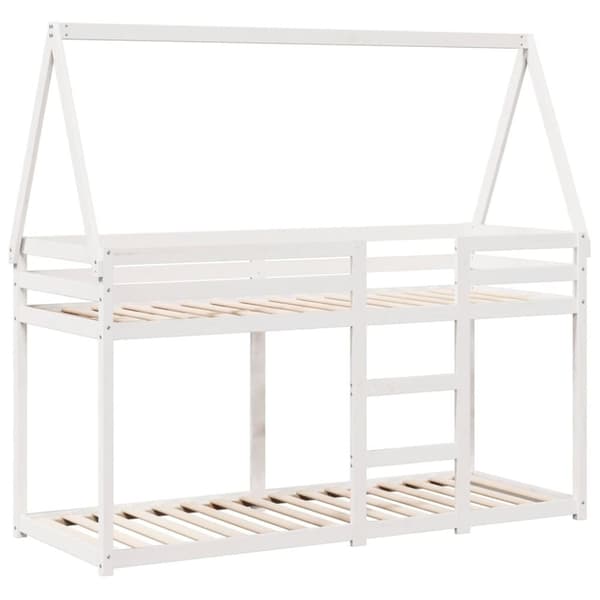 vidaXL Våningssäng med tak vit 90x190 cm massiv furu