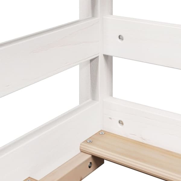 vidaXL Våningssäng med tak vit 90x190 cm massiv furu
