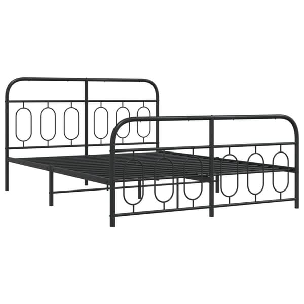 vidaXL Sengeramme i metall med hode- og fotgavl svart 150x200 cm