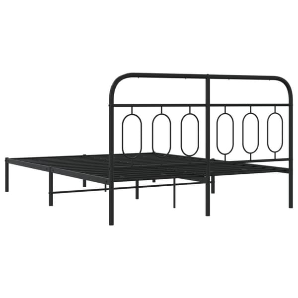 vidaXL Sengeramme i metall med hodegavl svart 135x190 cm