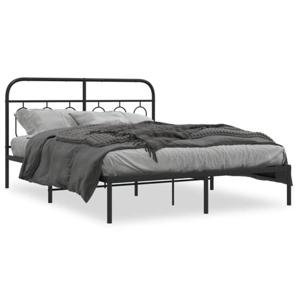 vidaXL Sengeramme i metall med hodegavl svart 135x190 cm