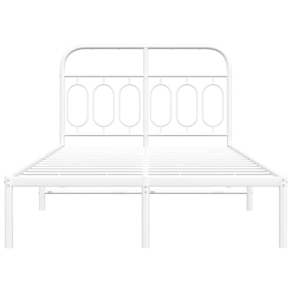 vidaXL Sengeramme i metall med hodegavl hvit 120x190 cm