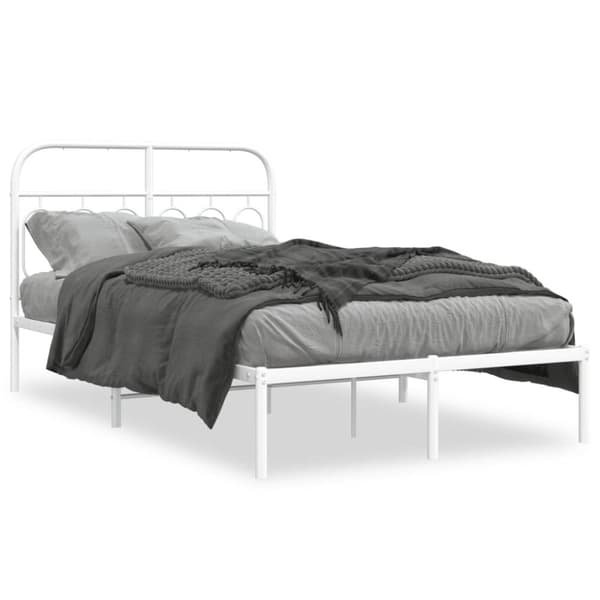 vidaXL Sengeramme i metall med hodegavl hvit 120x190 cm