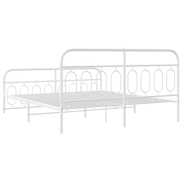 vidaXL Sengeramme i metall med hode- og fotgavl hvit 183x213 cm