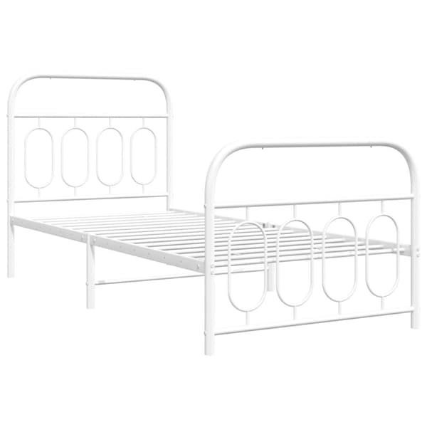 vidaXL Sengeramme i metall med hode- og fotgavl hvit 80x200 cm