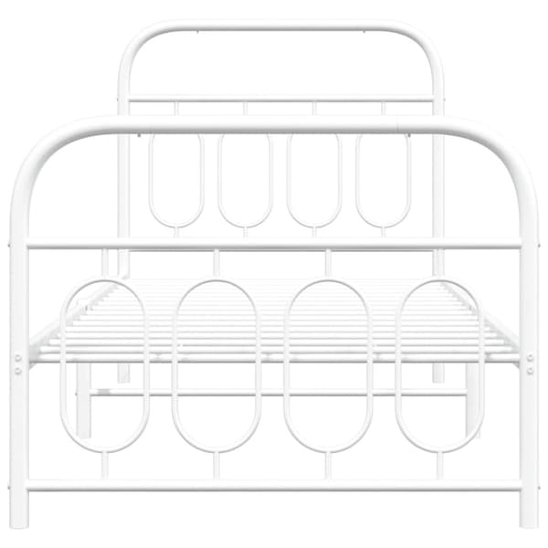 vidaXL Sengeramme i metall med hode- og fotgavl hvit 80x200 cm