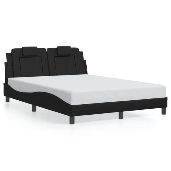 vidaXL sengestel med LED-lys 140x200 cm kunstlæder sort
