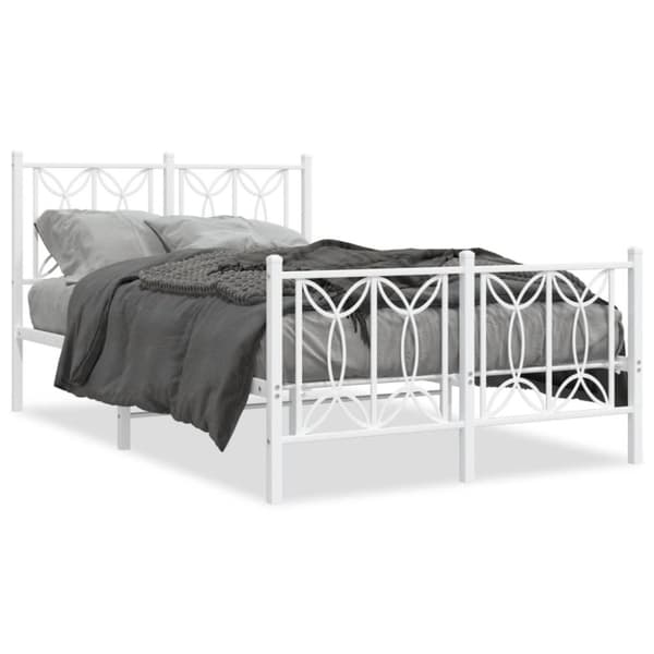 vidaXL sengeramme med sengegavl og fodgærde 120x190 cm metal hvid