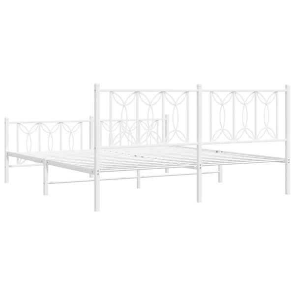 vidaXL Sengeramme i metall med hode- og fotgavl hvit 180x200 cm