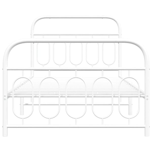 vidaXL Sengeramme i metall med hode- og fotgavl hvit 107x203 cm