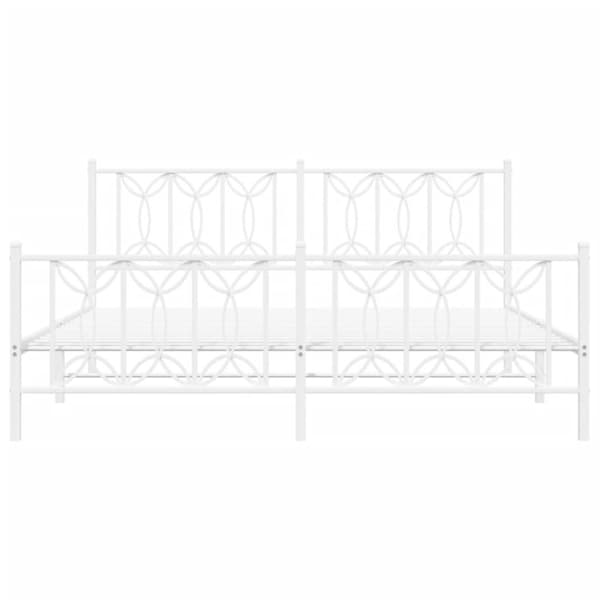 vidaXL Metallinen sängynrunko päädyillä valkoinen 180x200 cm
