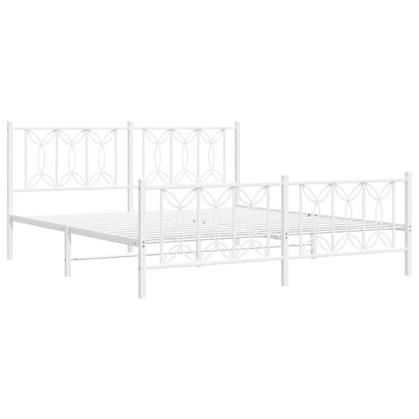 vidaXL sengeramme med sengegavl og fodgærde 180x200 cm metal hvid